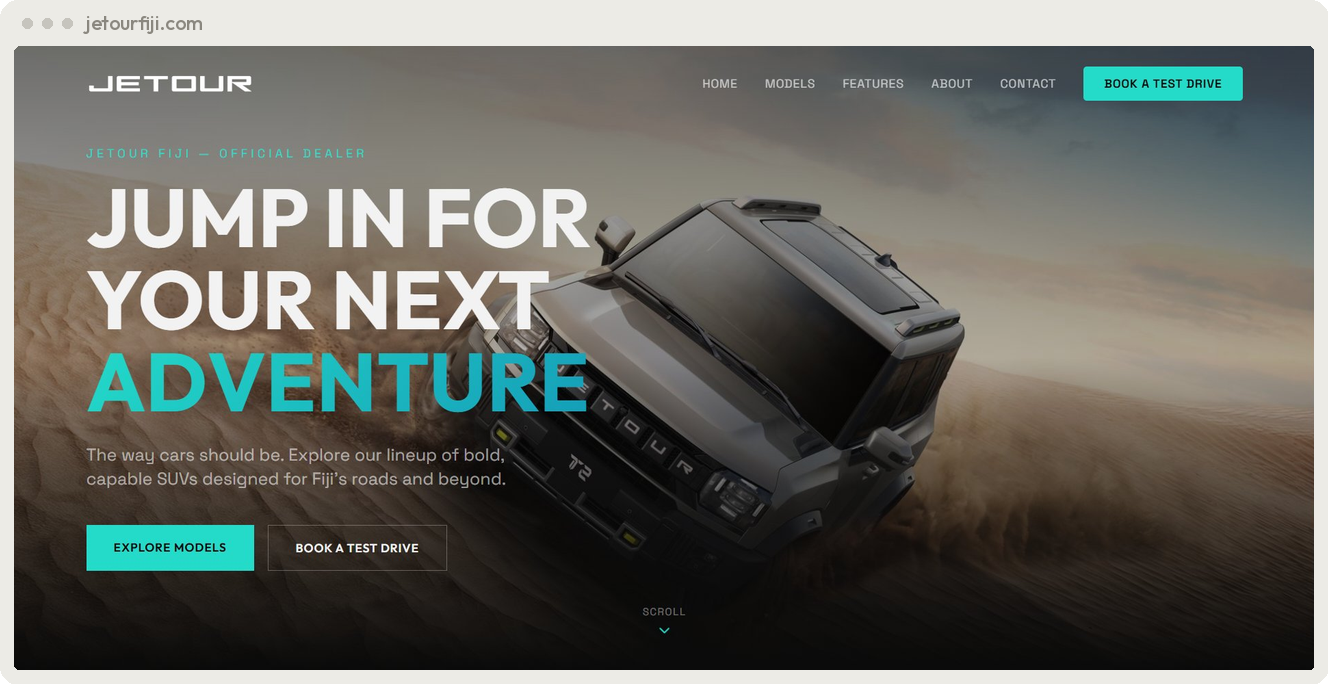 Jetour Motors Fiji car dealership website built by SpiderWebs Fiji