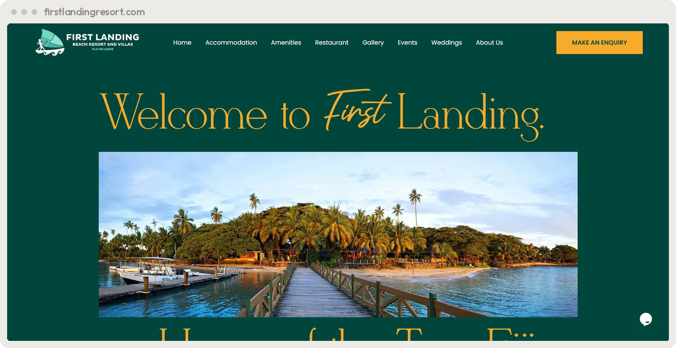 First Landing Resort Fiji hospitality website built by SpiderWebs Fiji
