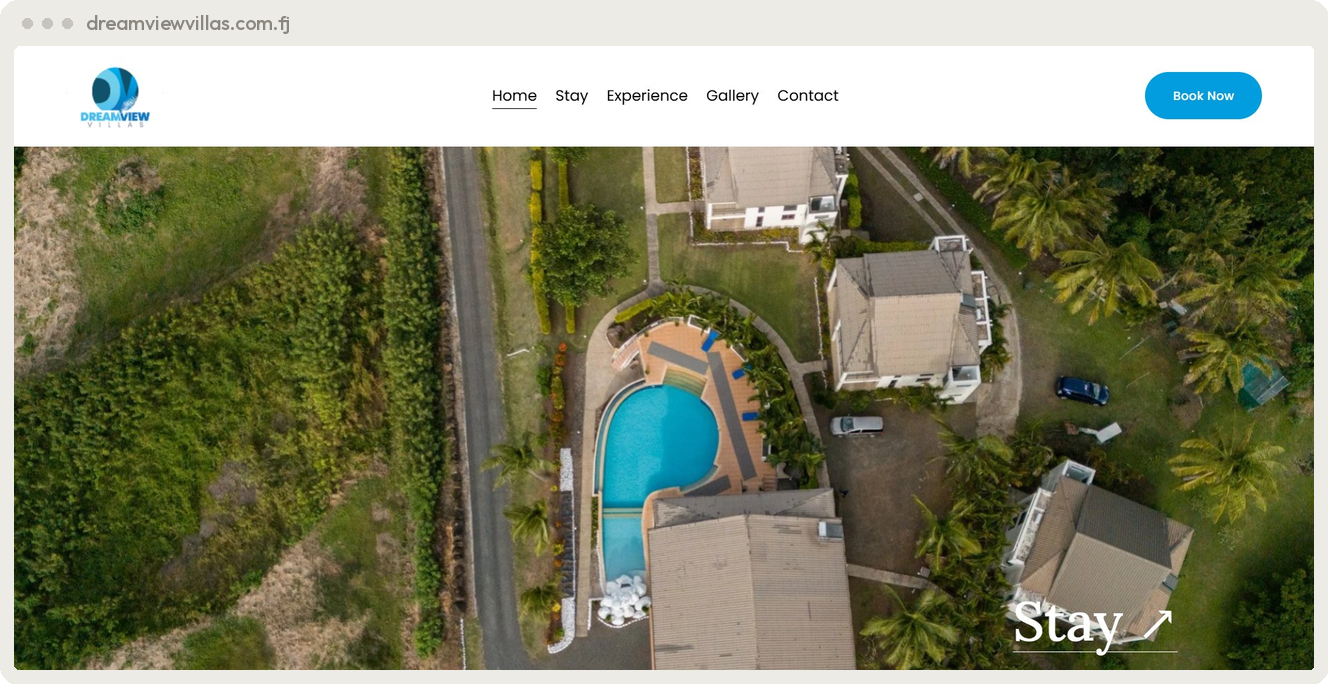 Dreamview Villas Fiji boutique villa-stay website built by SpiderWebs Fiji