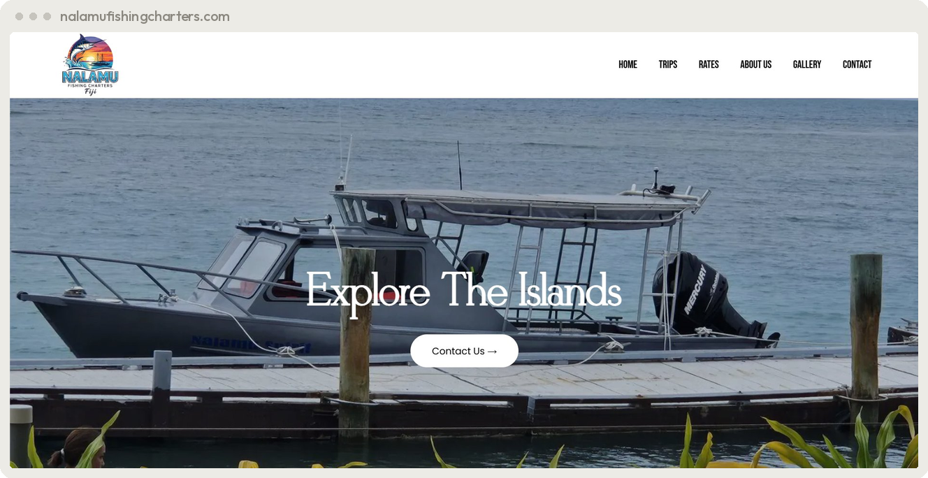 Nalamu Boat Charters Fiji fishing and island charter booking website built by SpiderWebs Fiji