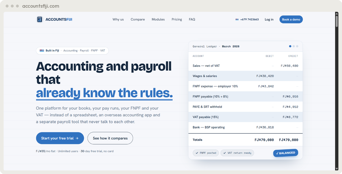 AccountsFiji cloud accounting and payroll SaaS for Fiji built by SpiderWebs Fiji